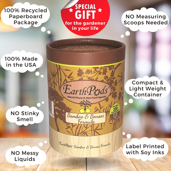 EarthPods® BAMBOO + BONSAI Organic Plant Food Capsules Earthworm