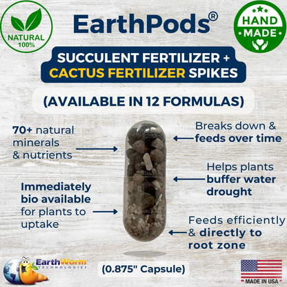succulent fertilizer EarthPods Cactus + Succulent Organic Plant Food Spikes (100 Fertilizer Capsules)