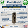 Close-up image of EarthPods organic plant food spike capsule showing all natural plant nutrients and best fertilizer for indoor plants with organic plant minerals