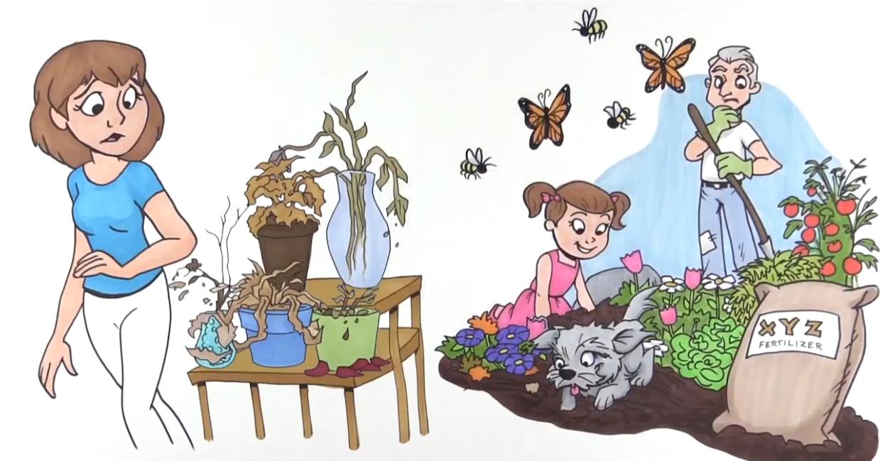 Load video: Animated video about Earthworm Technologies story to create organic plant food products that are easy to use and great for the environment