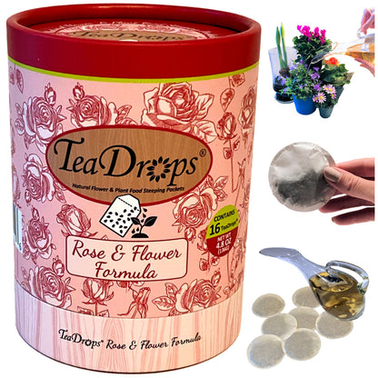 natural fertilizer for rose plant TeaDrops ROSE + FLOWERS Organic Liquid Fertilizer Packets (16 Count)