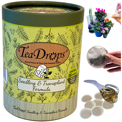 fertilize plants after transplanting TeaDrops® SEEDLING + TRANSPLANT Organic Liquid Fertilizer